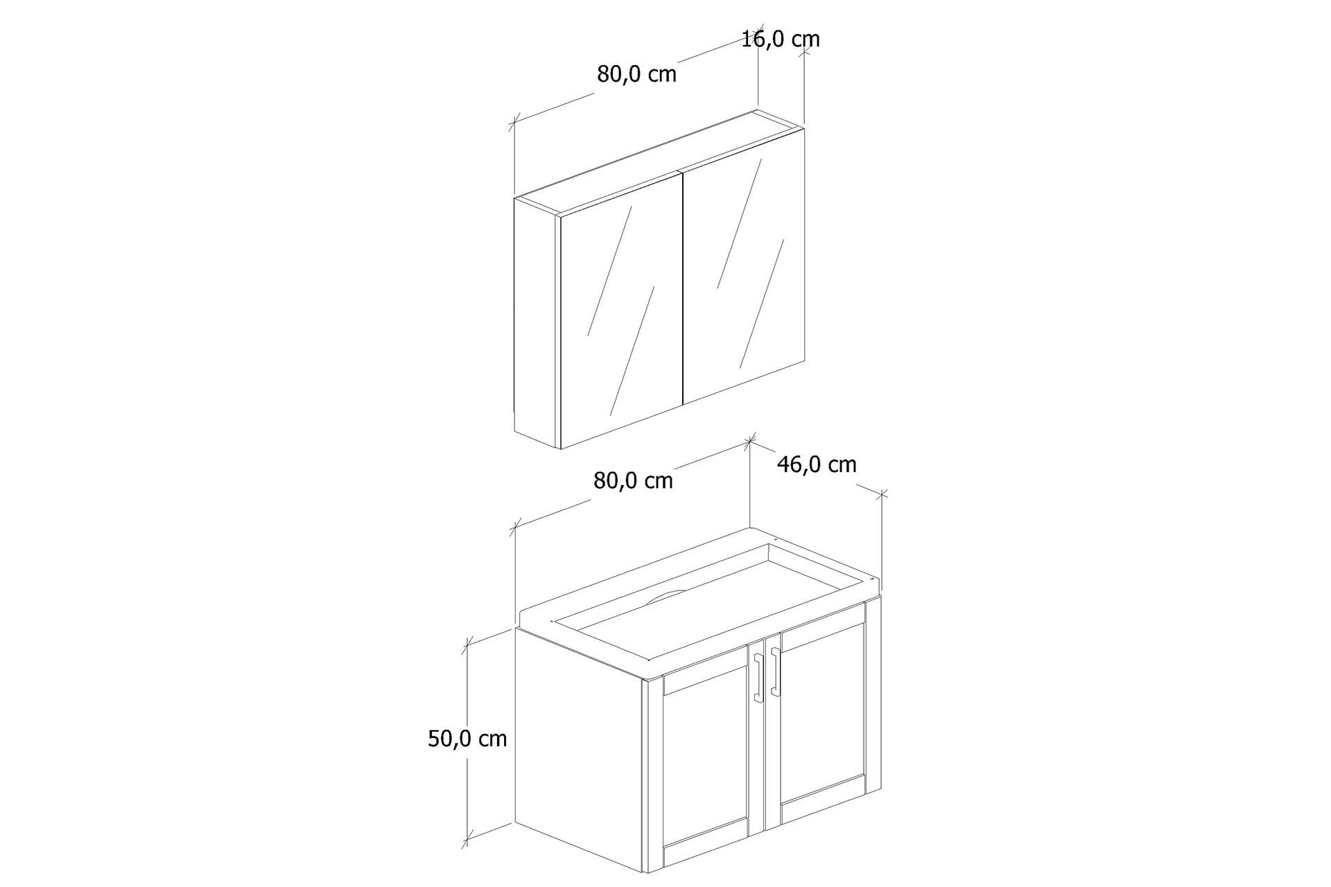 80 cm Riva Banyo Dolabı