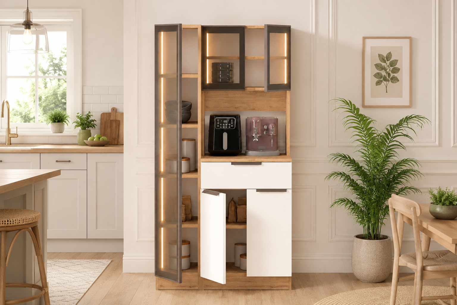 90 CM LEDLİ BROWN ÇOK AMAÇLI DOLAP