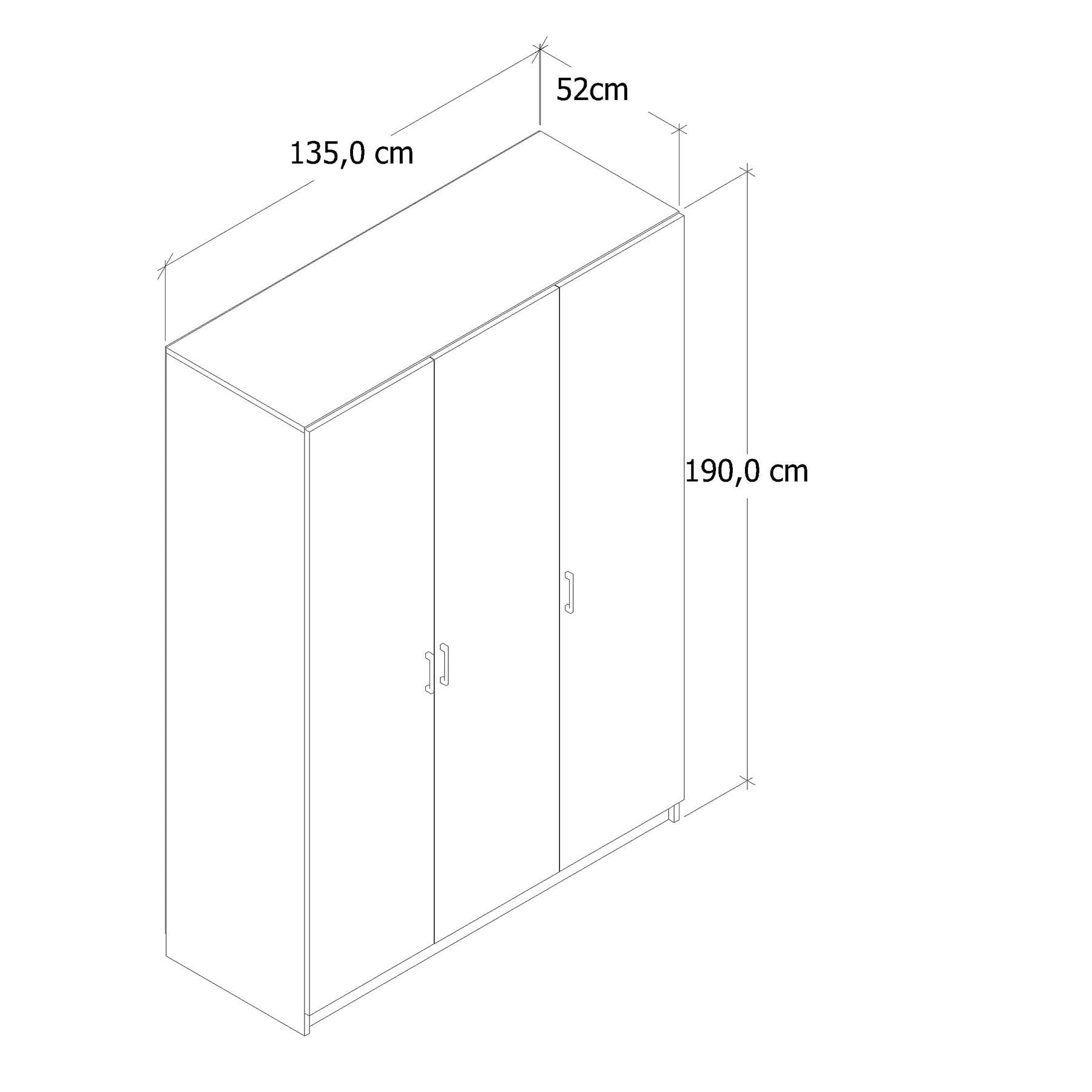 ALİRA 135 CM 3 KAPAKLI GARDIROP ANTRASİT