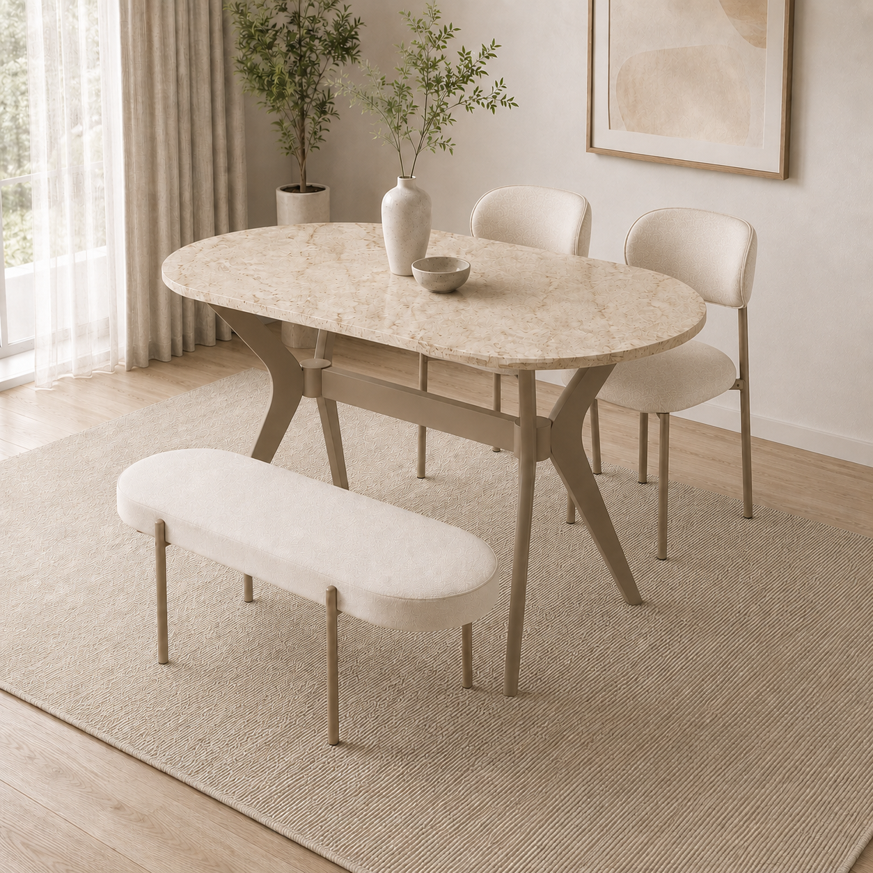 Bing 70x120 Masa Sandalye Bench Takımı