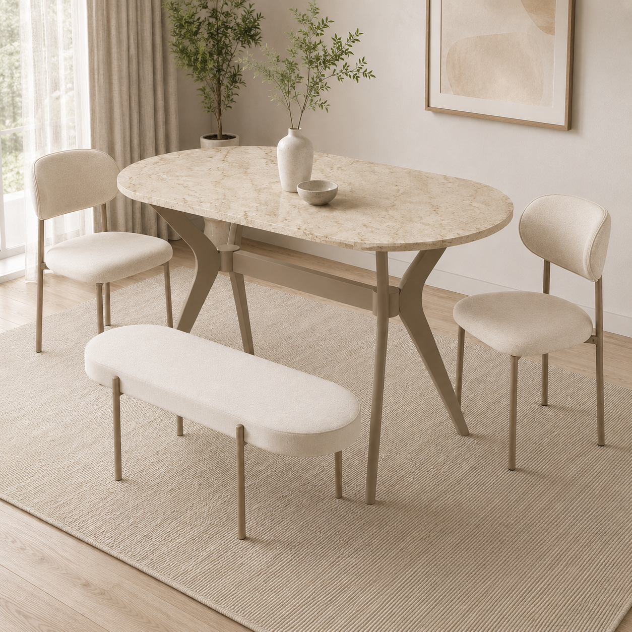 Bing 70x120 Masa Sandalye Bench Takımı