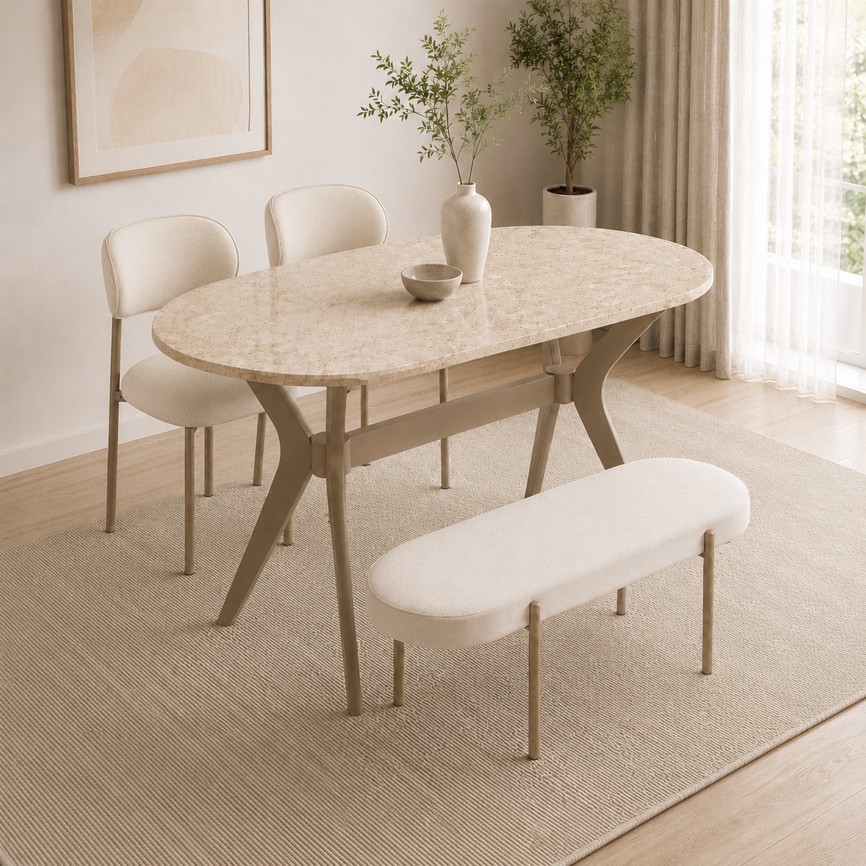 Bing 70x120 Masa Sandalye Bench Takımı