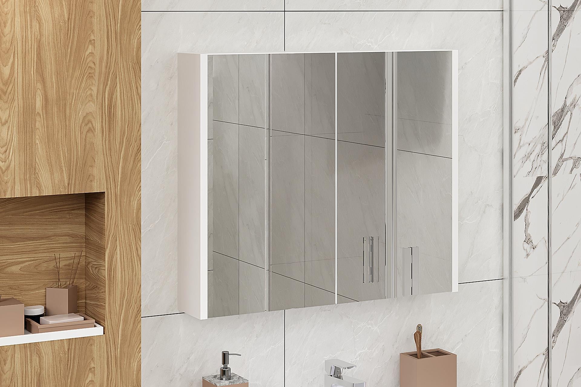 Marvel 80 Cm Banyo Üst Dolabı Banyo Raflı Aynalı Üst Modül