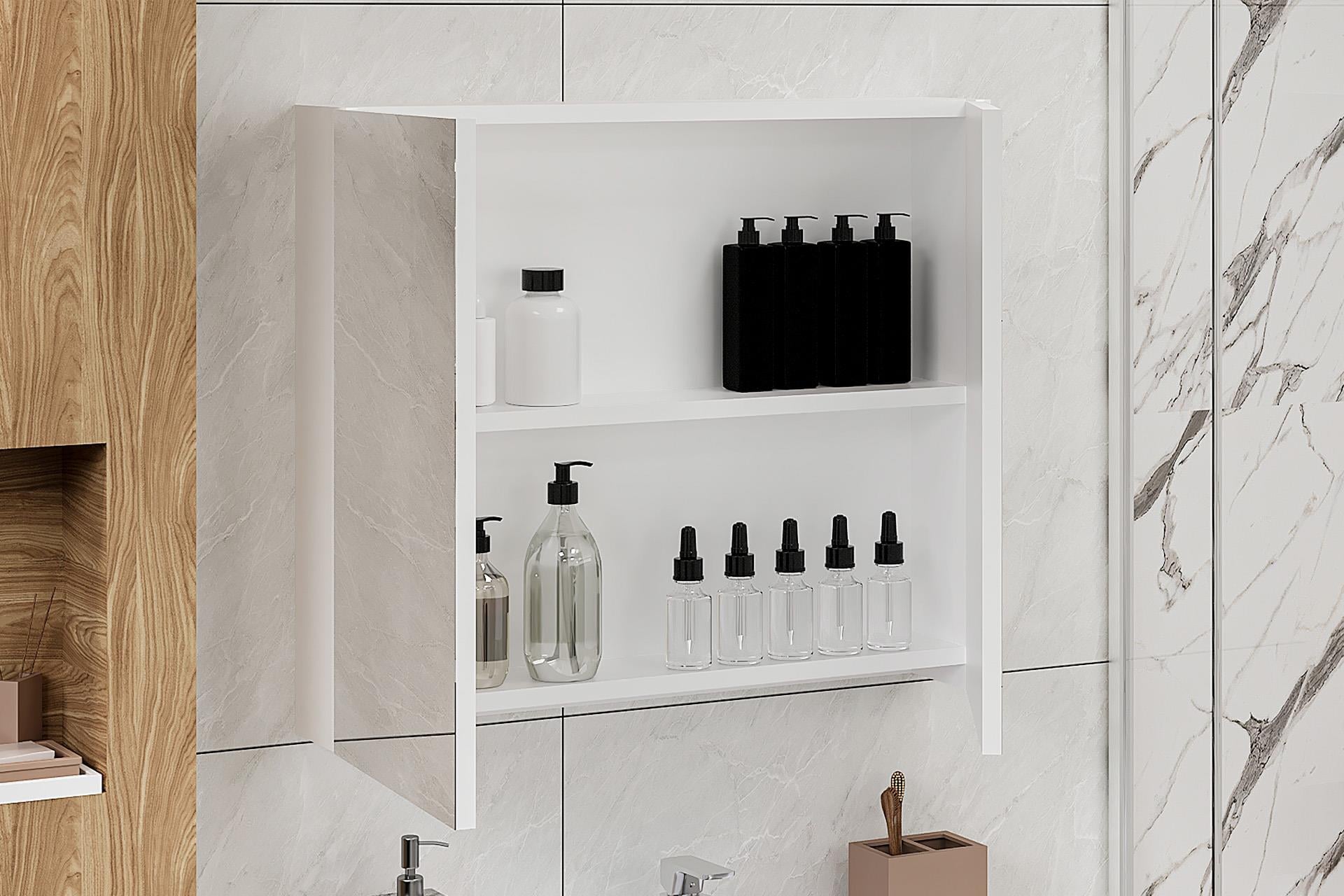 Marvel 80 Cm Banyo Üst Dolabı Banyo Raflı Aynalı Üst Modül