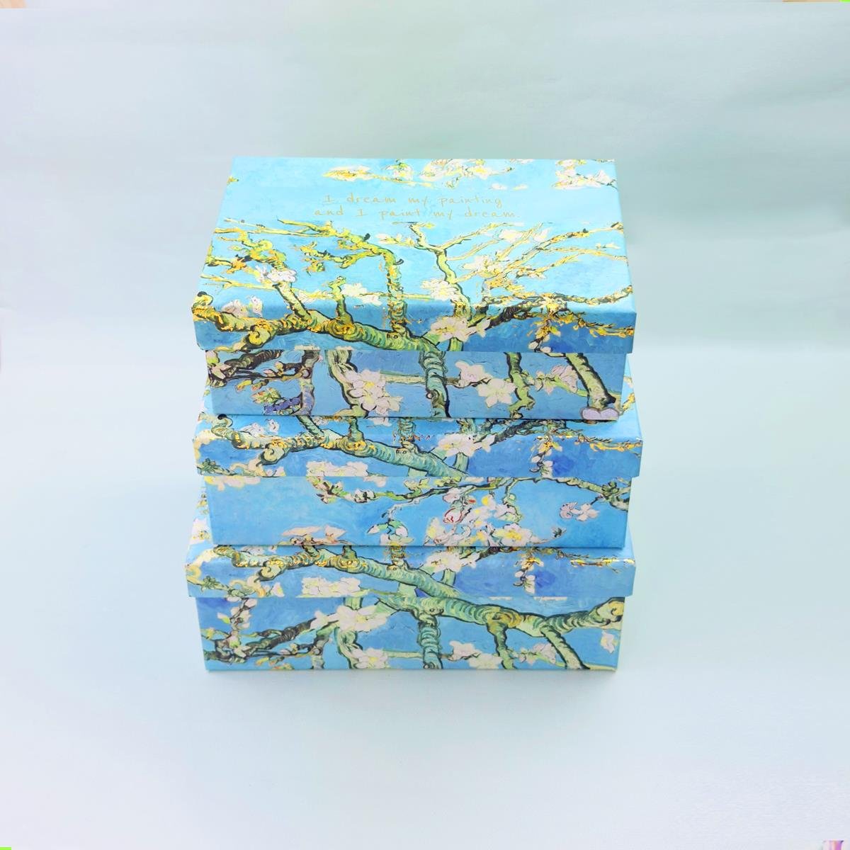 Badem Çiçeği Dikdörtgen Kutu 3'lü