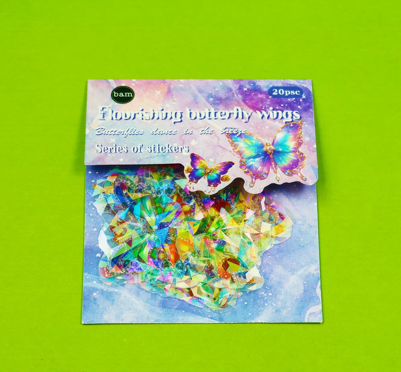 Bam 2108 Kelebek Desenli 6 model 20 li Şeffaf Sticker x12