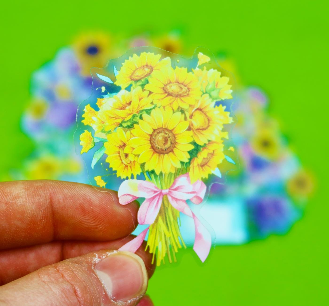 Bam 2109 Çiçek Desenli 6 model 20 li Şeffaf Sticker x12 