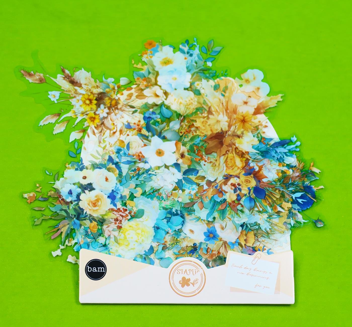 Bam 2109 Çiçek Desenli 6 model 20 li Şeffaf Sticker x12 