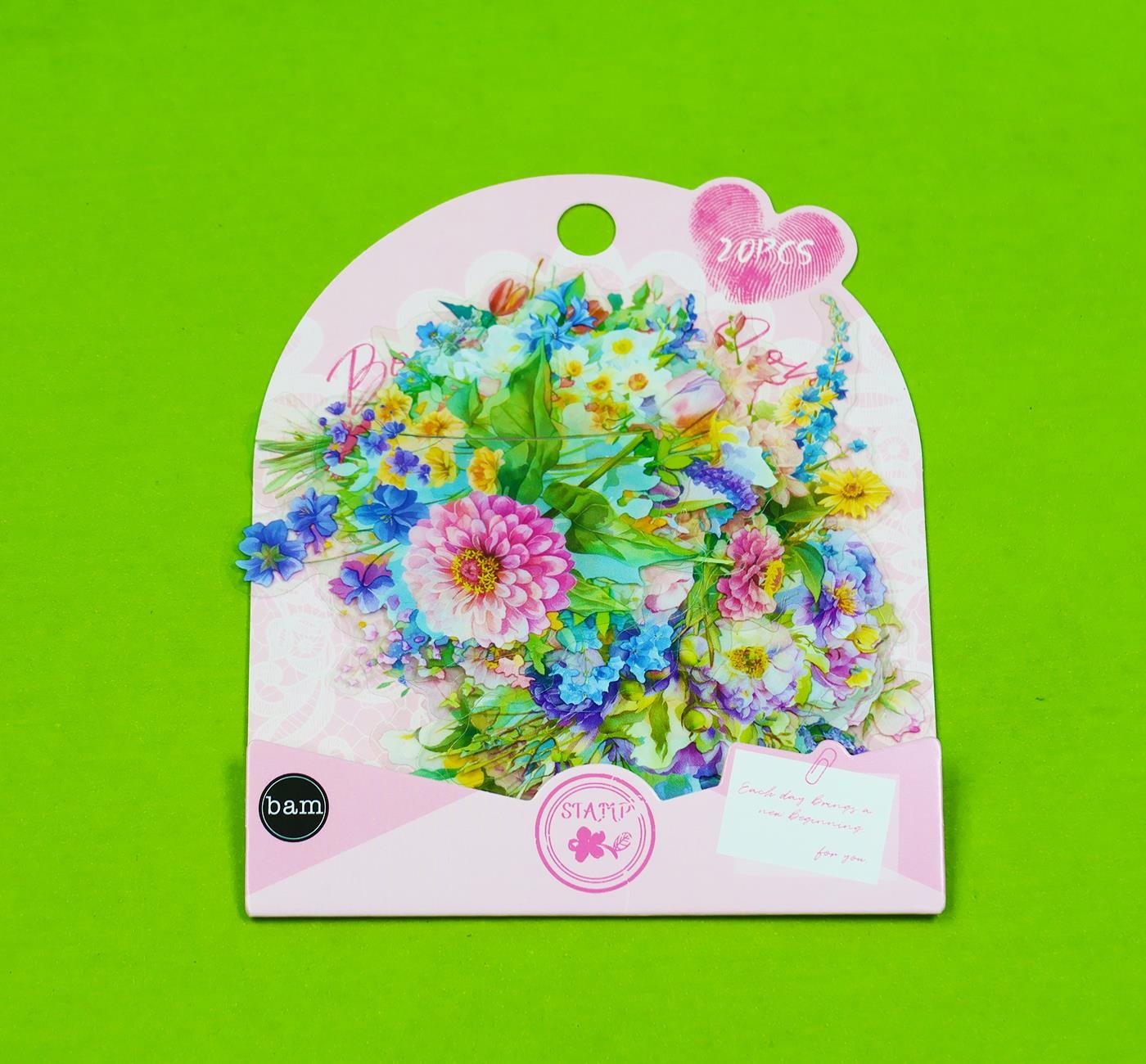 Bam 2109 Çiçek Desenli 6 model 20 li Şeffaf Sticker x12 