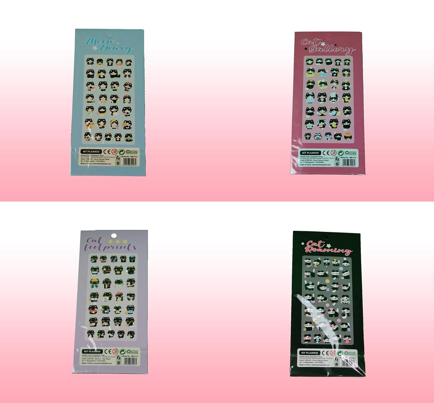 Bam 2113 4 Model Kedi Sticker x12