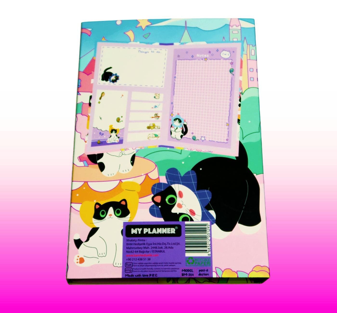 Bam 2114 Kedi Tasarımlı Post-it Not Defteri x10