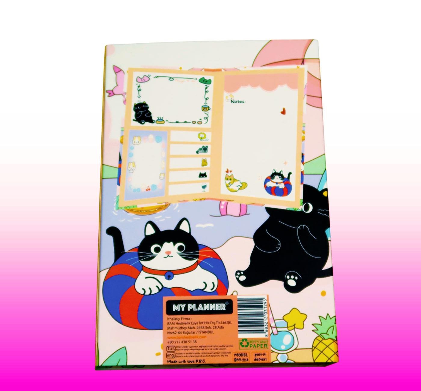 Bam 2114 Kedi Tasarımlı Post-it Not Defteri x10