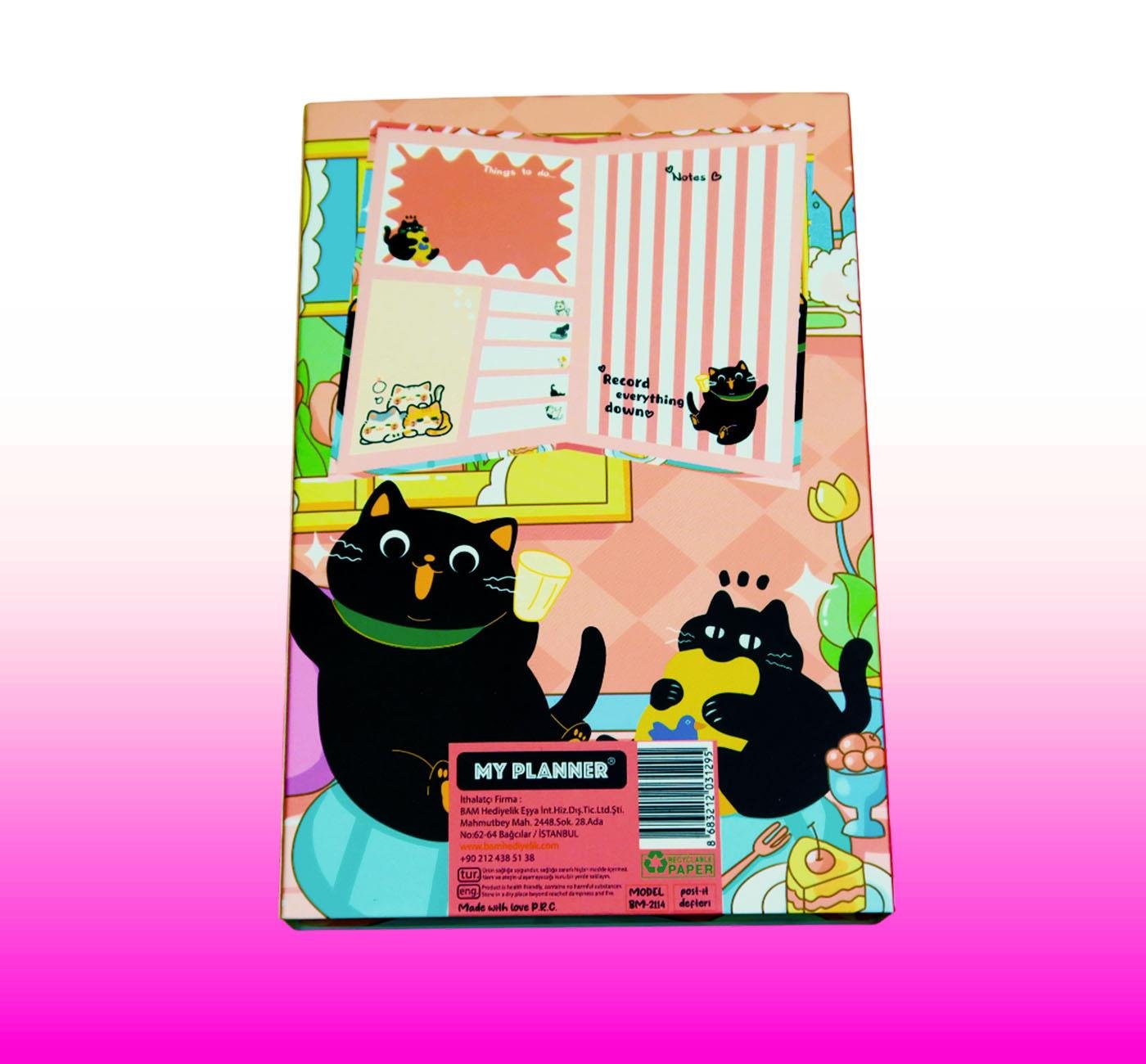 Bam 2114 Kedi Tasarımlı Post-it Not Defteri x10