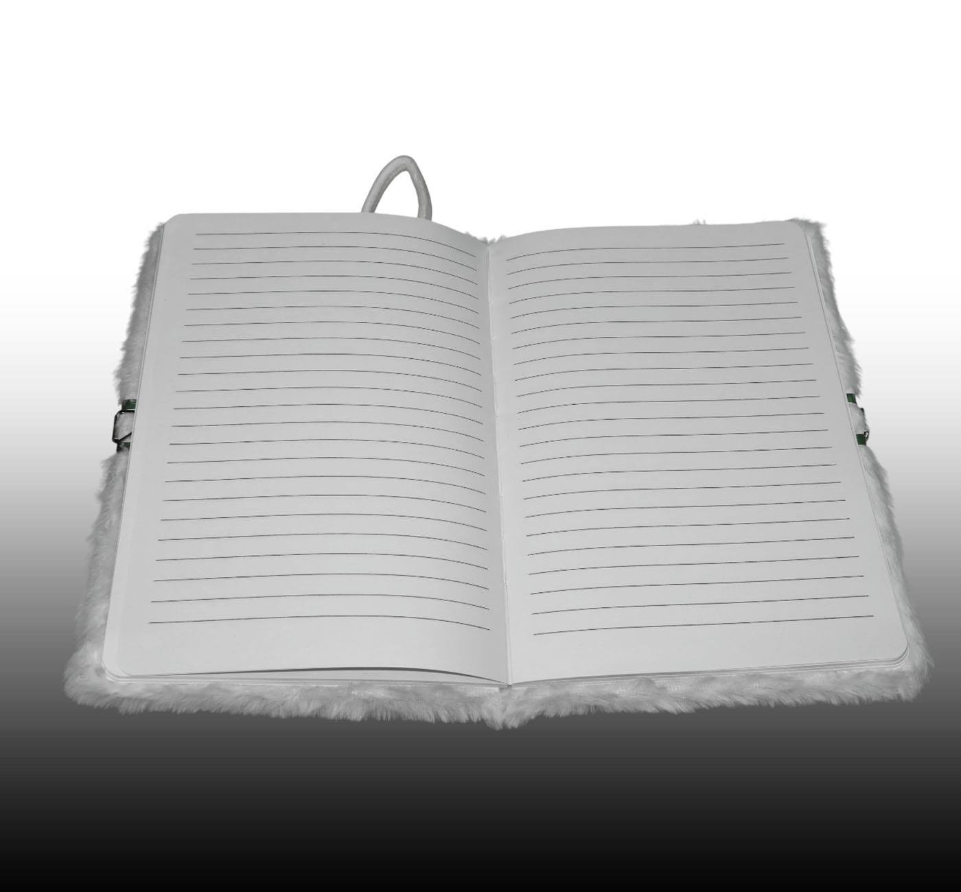 Bam 2119 80 Yaprak Çizgili Kilitli Çantalı Peluş Defter x4