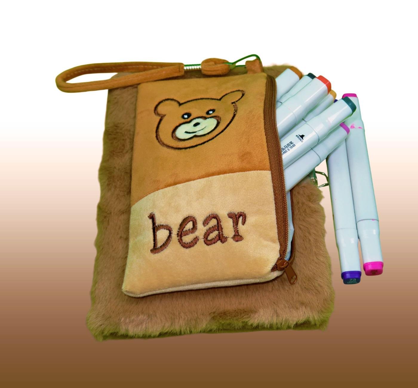 Bam 2119 80 Yaprak Çizgili Kilitli Çantalı Peluş Defter x4