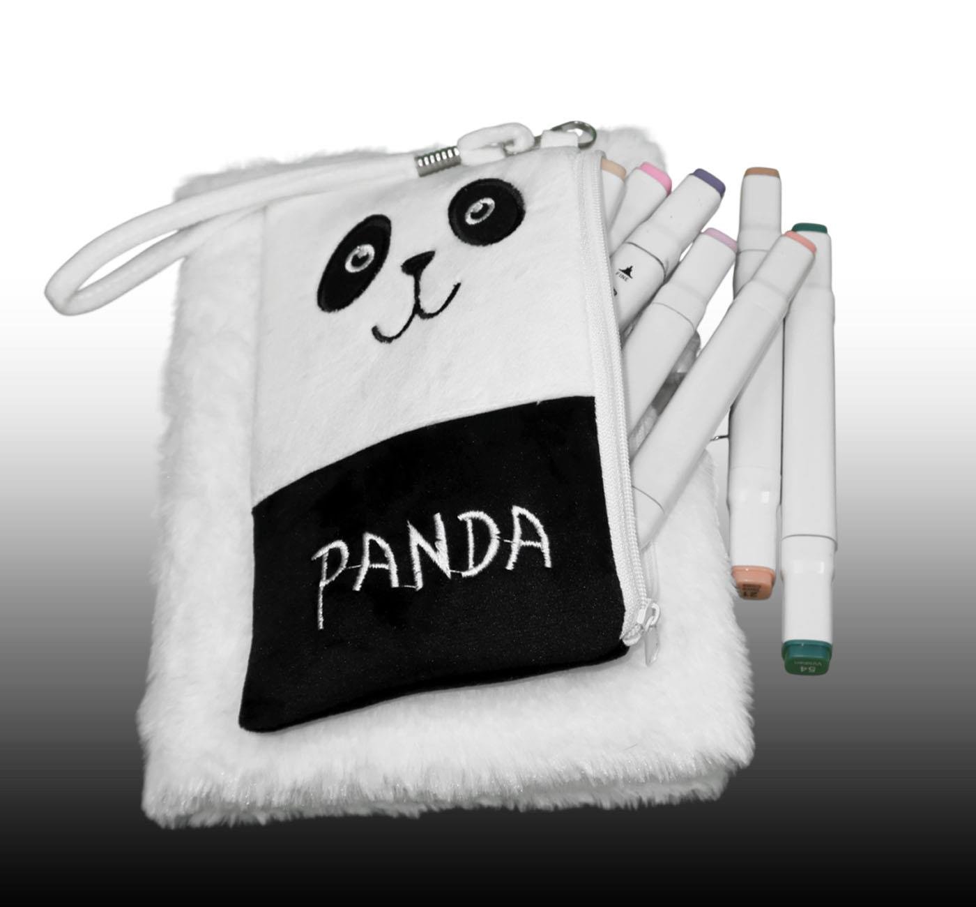 Bam 2119 80 Yaprak Çizgili Kilitli Çantalı Peluş Defter x4