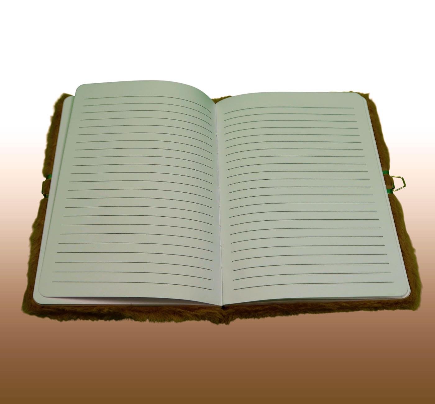 Bam 2119 80 Yaprak Çizgili Kilitli Çantalı Peluş Defter x4