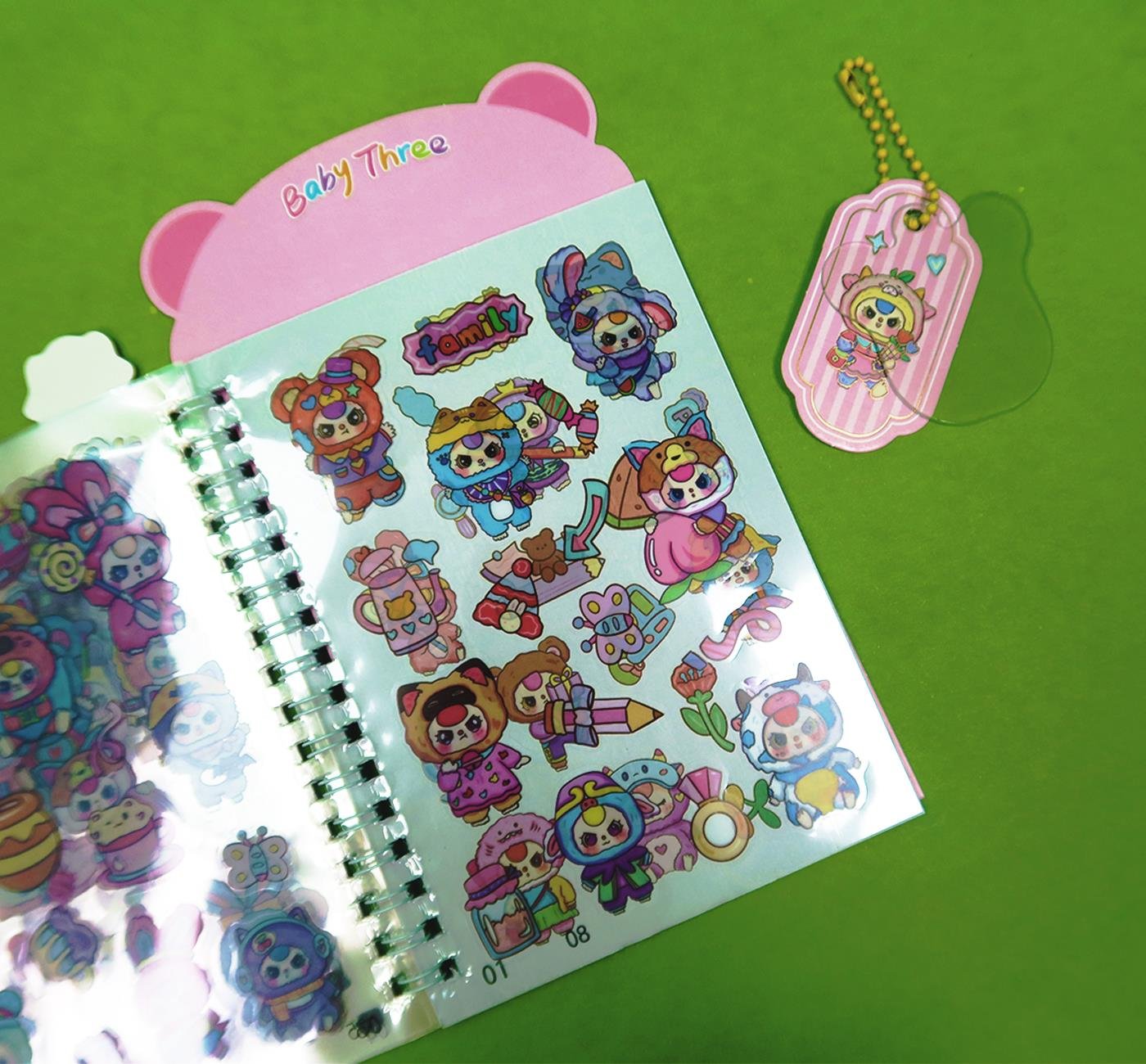 Bam 2128 24 sayfa Yandan spiralli Sticker anahtarlık defter x24