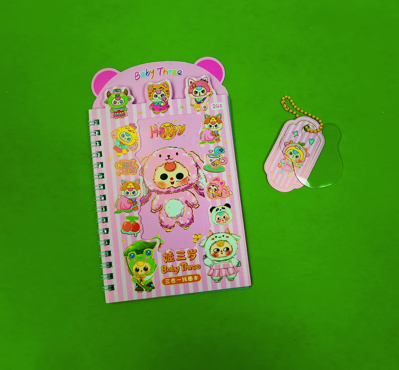 Bam 2128 24 sayfa Yandan spiralli Sticker anahtarlık defter x24