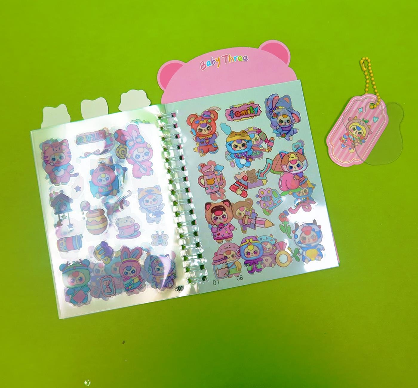 Bam 2128 24 sayfa Yandan spiralli Sticker anahtarlık defter x24