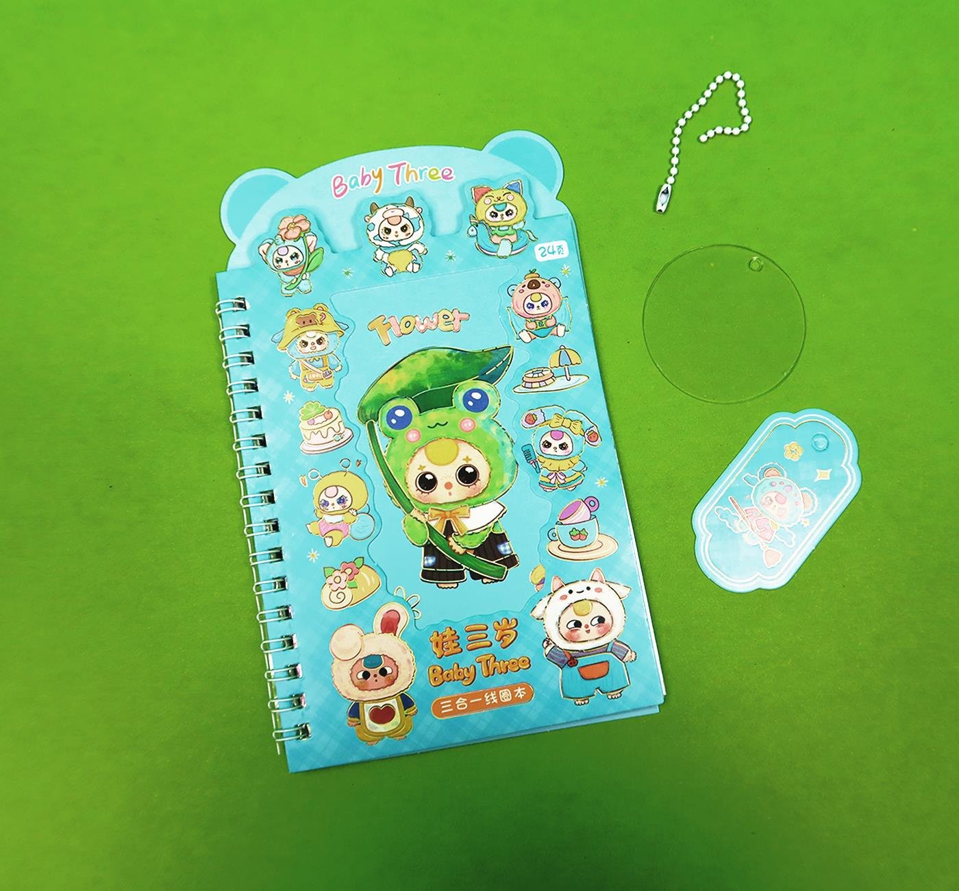 Bam 2128 24 sayfa Yandan spiralli Sticker anahtarlık defter x24