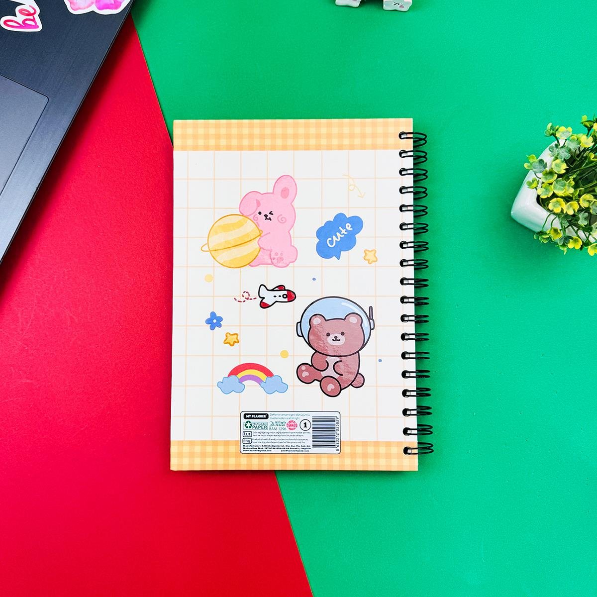 Bear Cute Tasarımlı Spiralli Defter