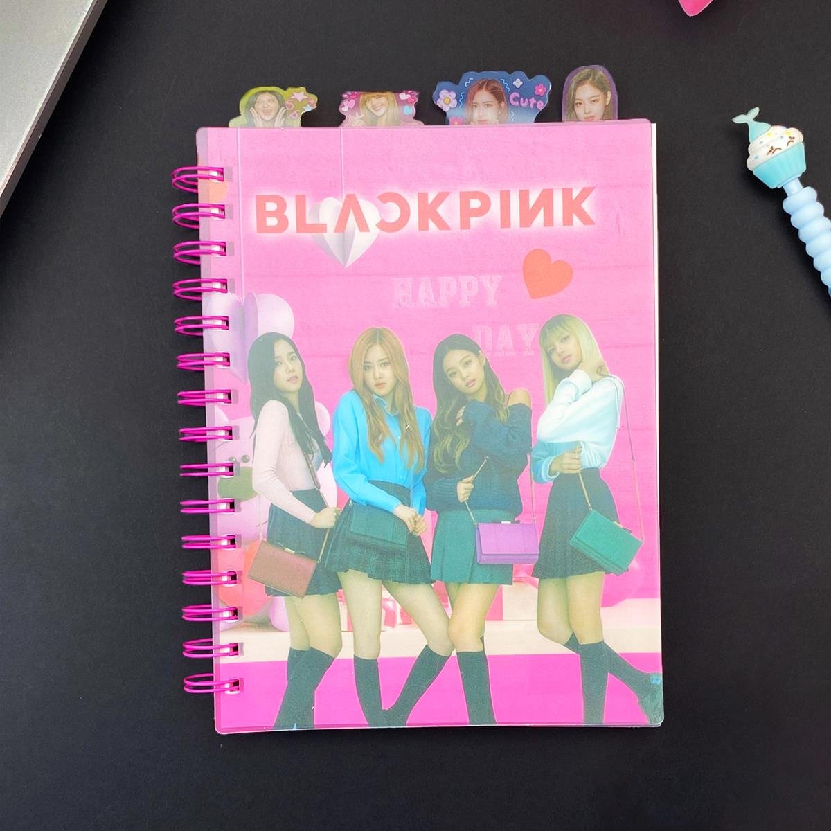 Black Pink Tasarımlı Bölmeli Defter