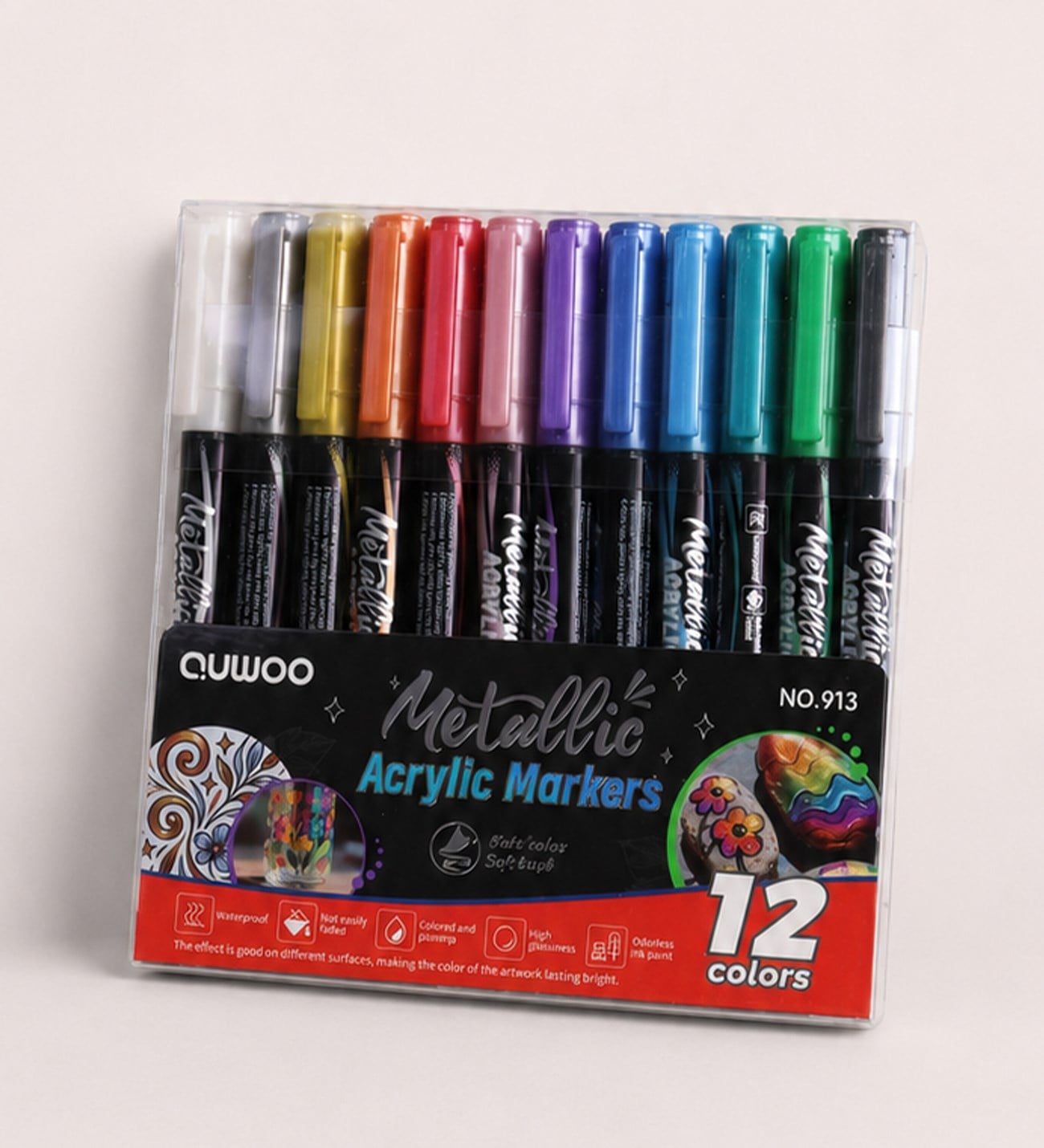 Bm-2508 12 Renk Metalik Akrilik Kalem Set