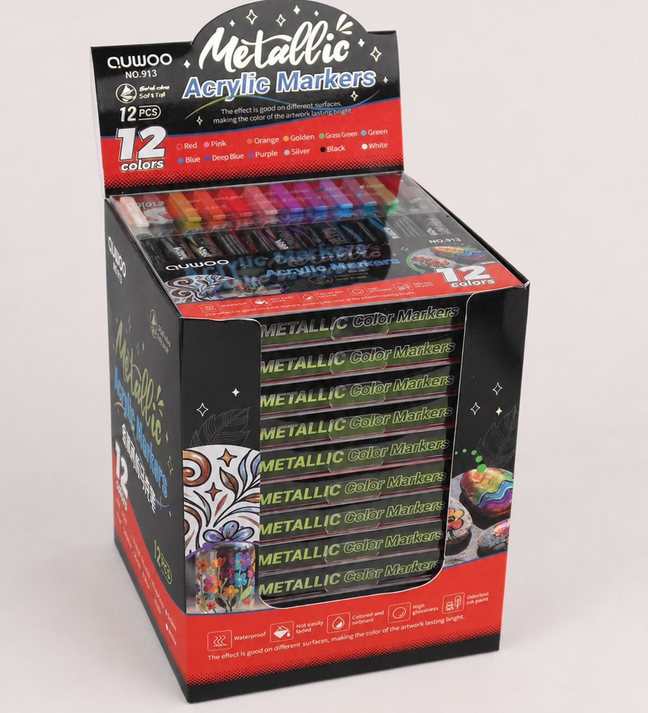 Bm-2508 12 Renk Metalik Akrilik Kalem Set