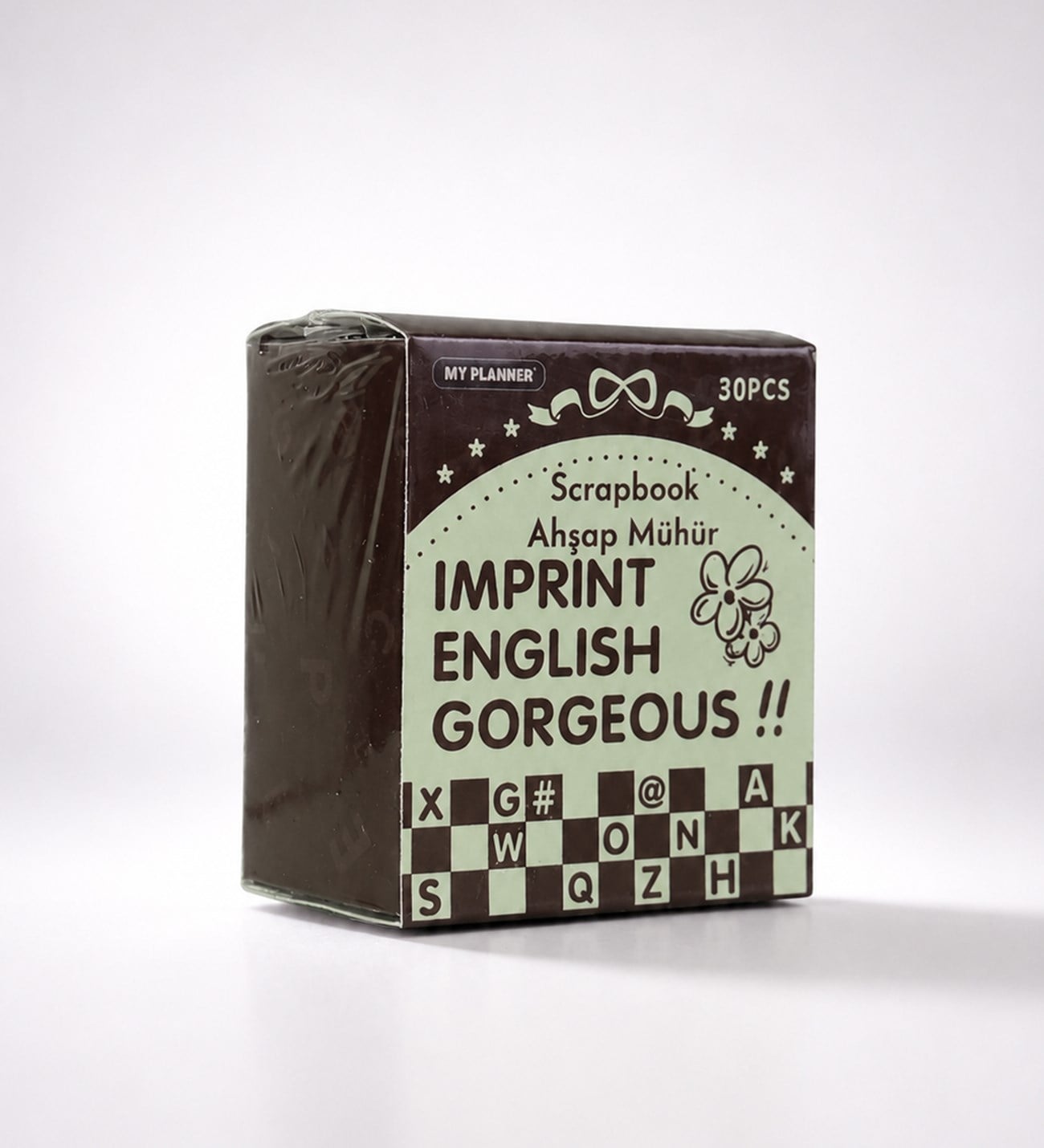 BM-2576 Ahşap Harf Scrapbook Mühür Seti - 30 Adet x 6