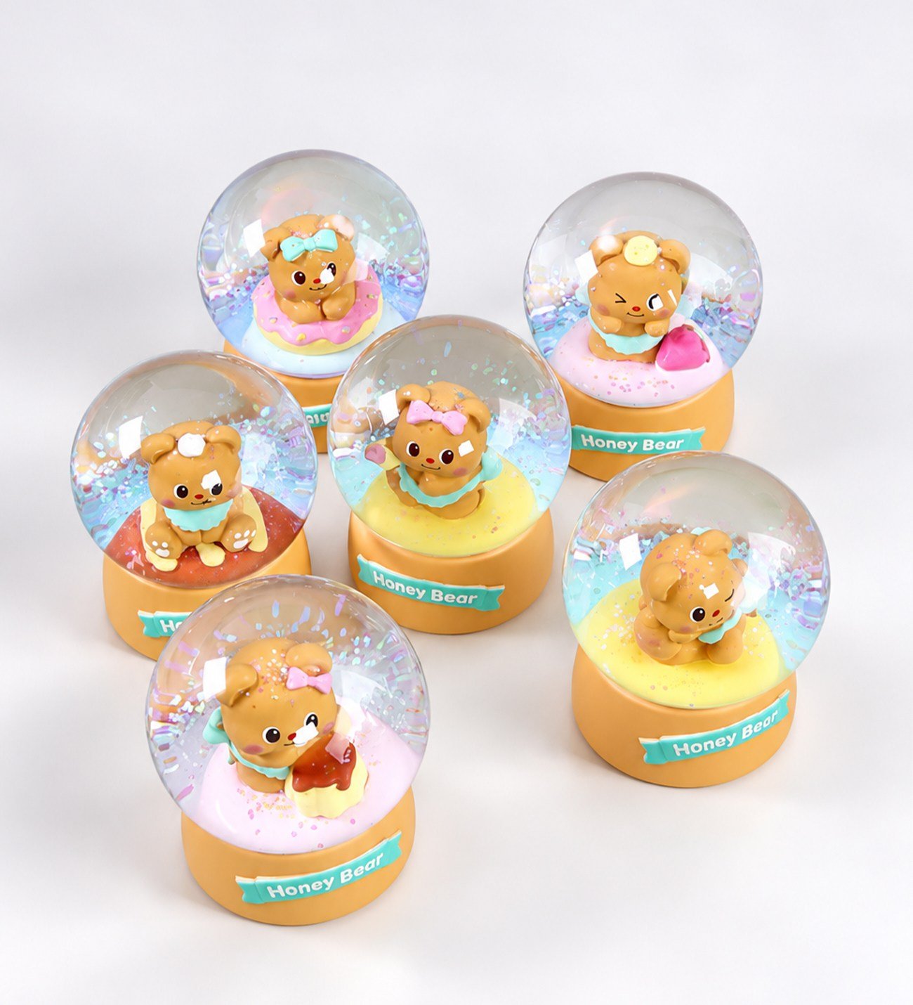 BM-2718 Ayıcık Midi Boy Peluşlu Işıklı Kar Küresi x 6