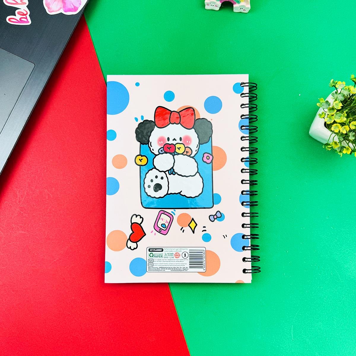 Bow Rabbit Tasarımlı Spiralli Defter