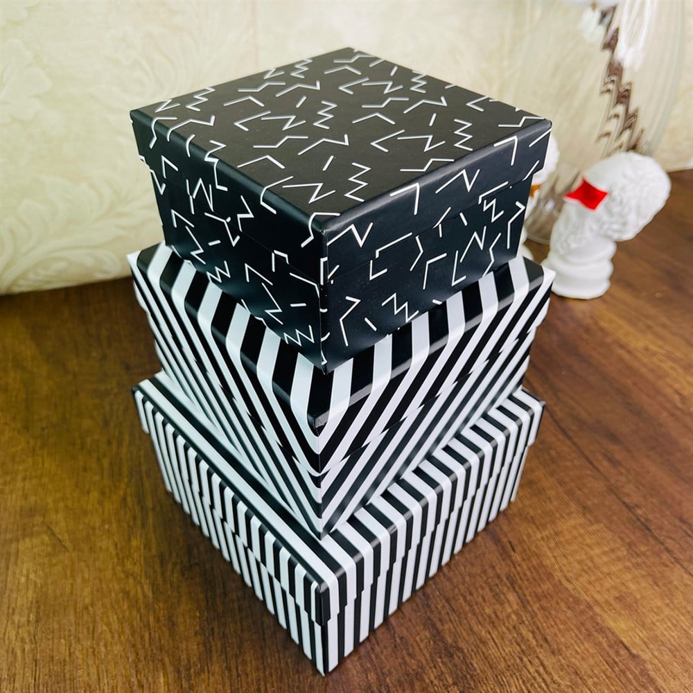 Çizgi Tasarımlı 3'lü Kutu