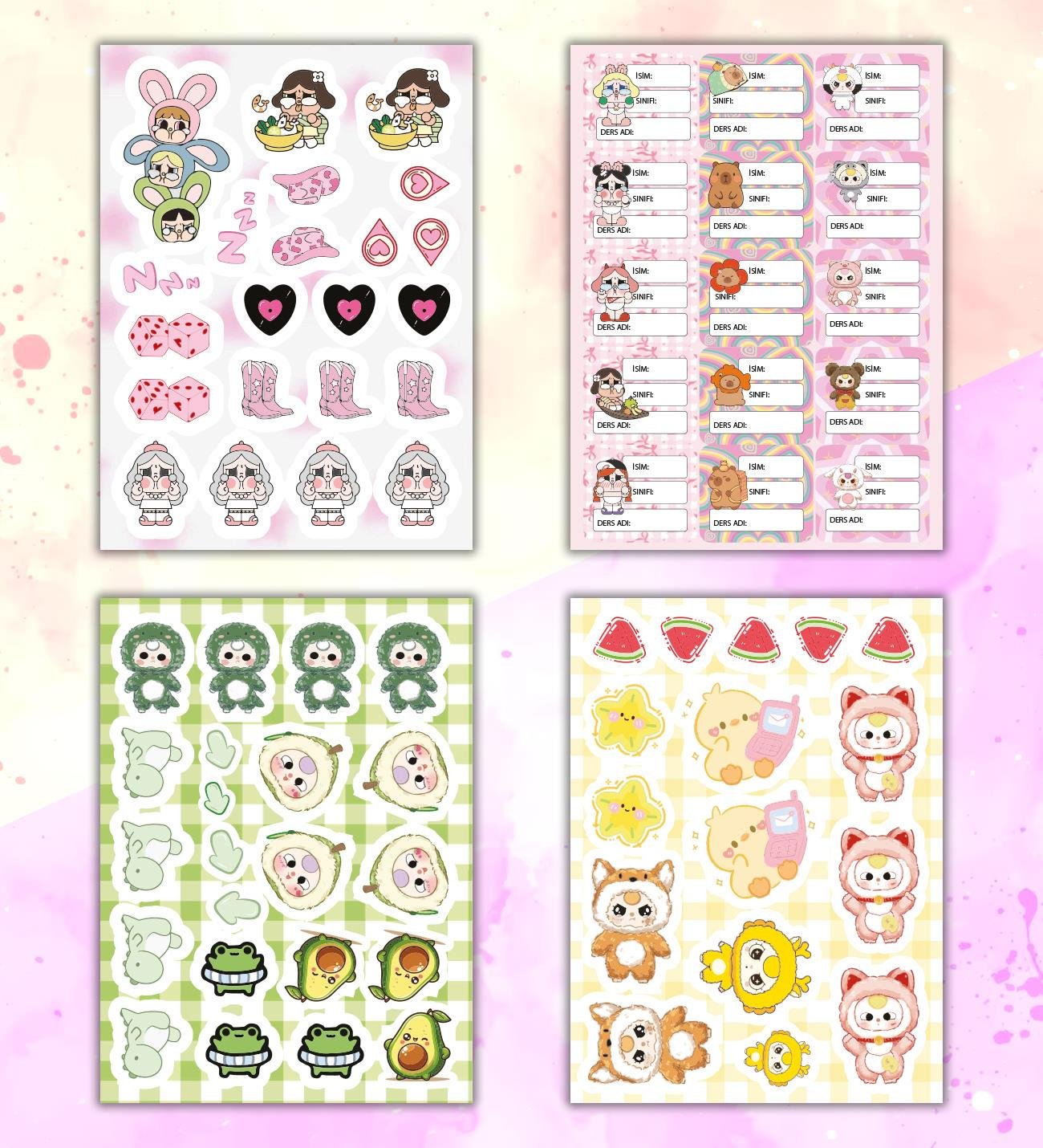 Cute Baby My DIY Sticker Book 24 * 17 cm 16 Sayfa Özel Tasarım Rengarenk Sticker Kitabı