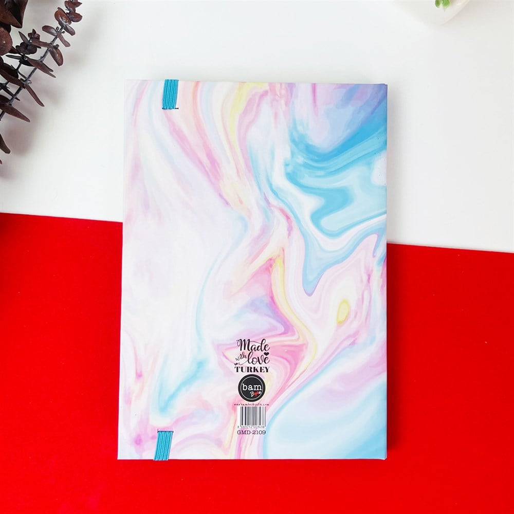 Elmas Mottolu Tasarım Lastikli Defter