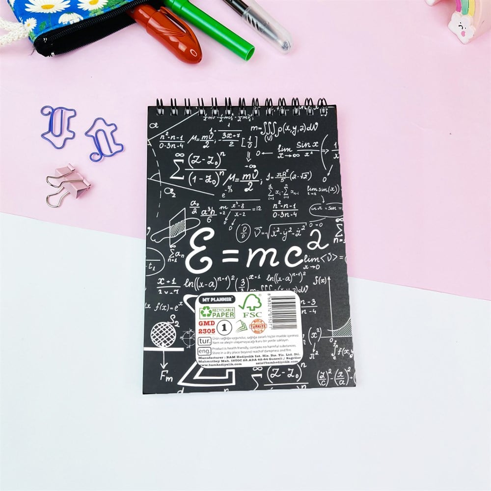 Emc ²  Tasarımlı Spiralli Defter