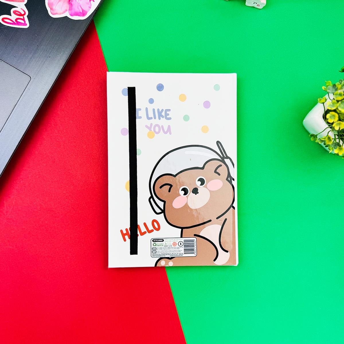 Hello Bear Tasarımlı Lastikli Defter