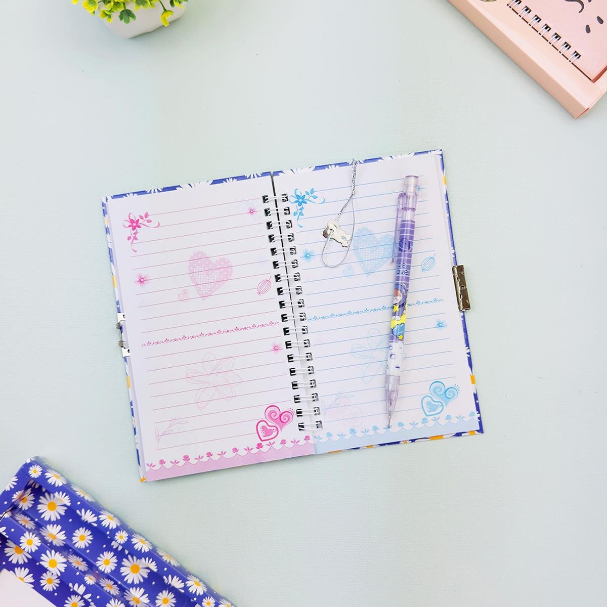 İngilizce Mottolu Kilitli Defter