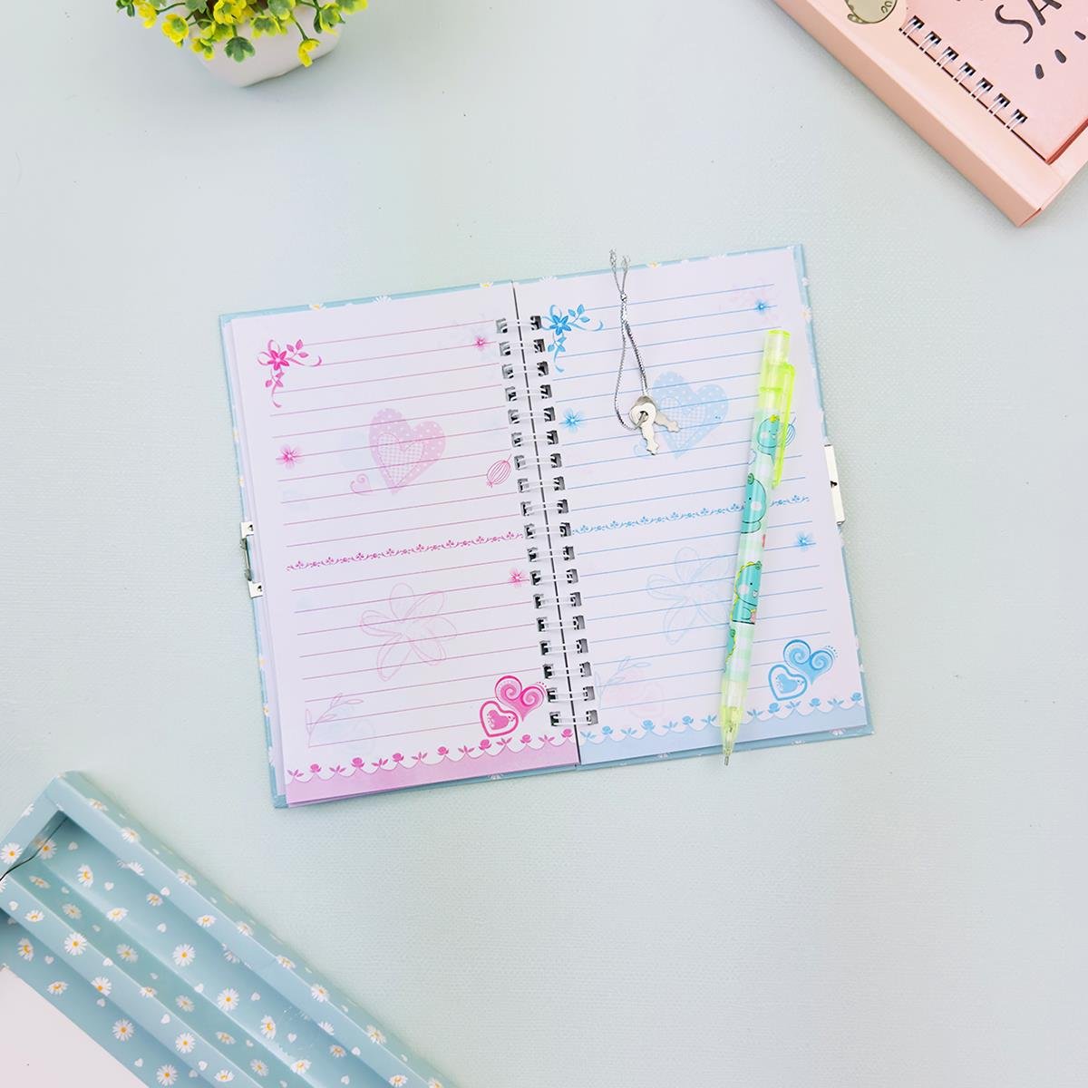 İngilizce Mottolu Kilitli Defter