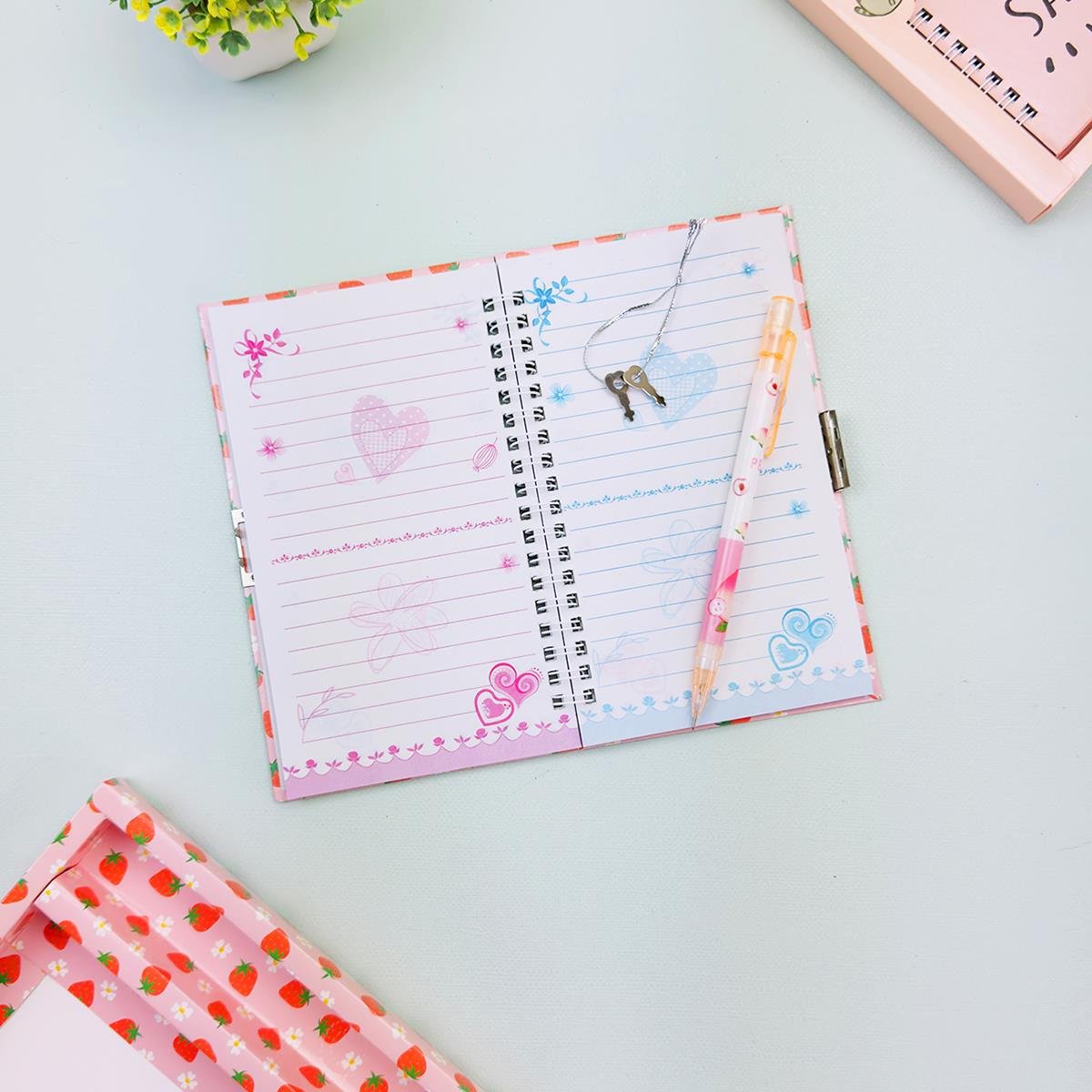İngilizce Mottolu Kilitli Defter