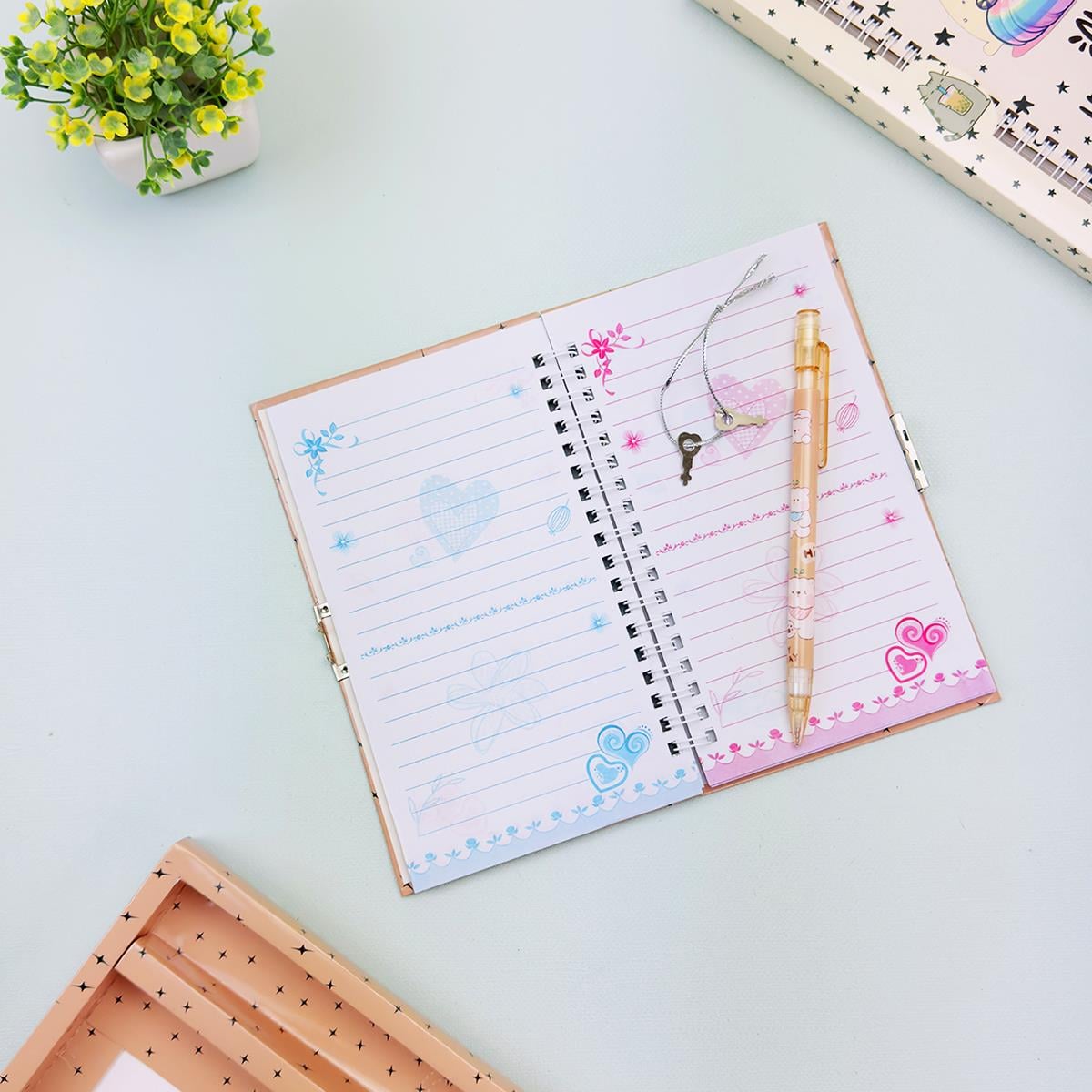 Kedi Mottolu Kilitli Defter
