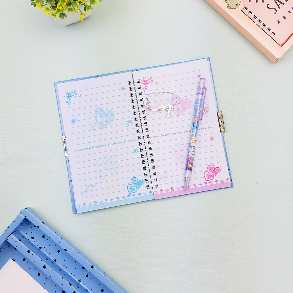 Kedi Mottolu Kilitli Defter