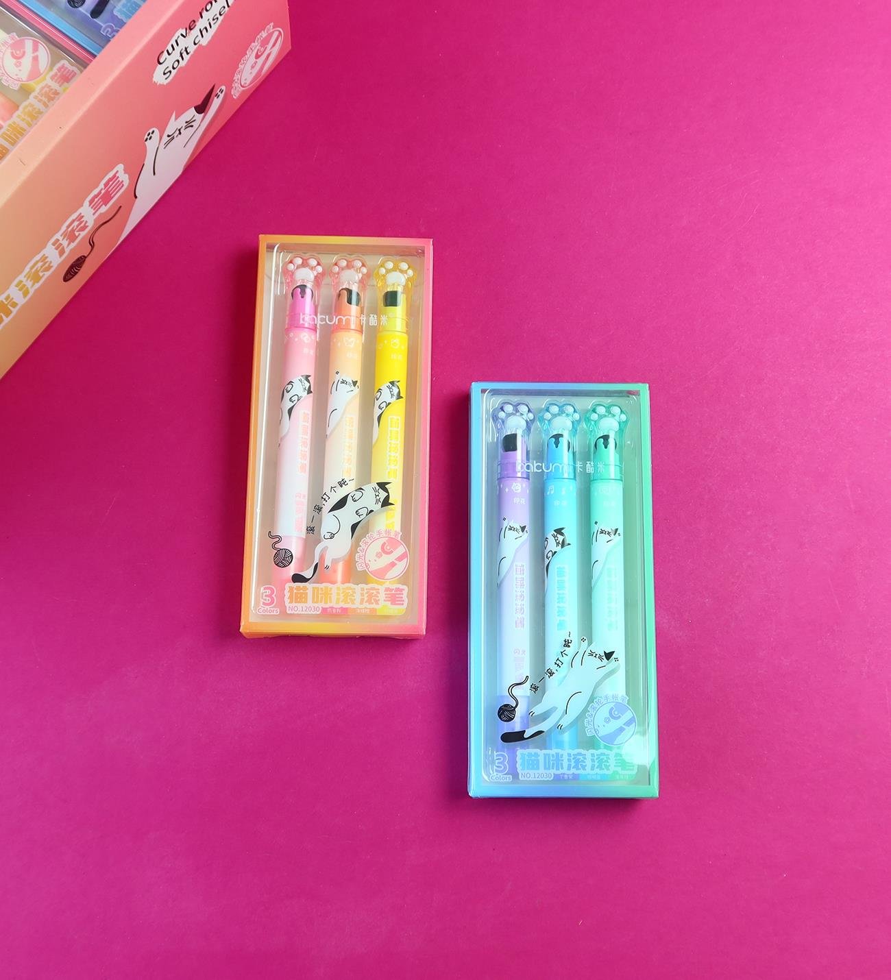 Kedi Patili Çift Taraflı Keçeli Kalem x24