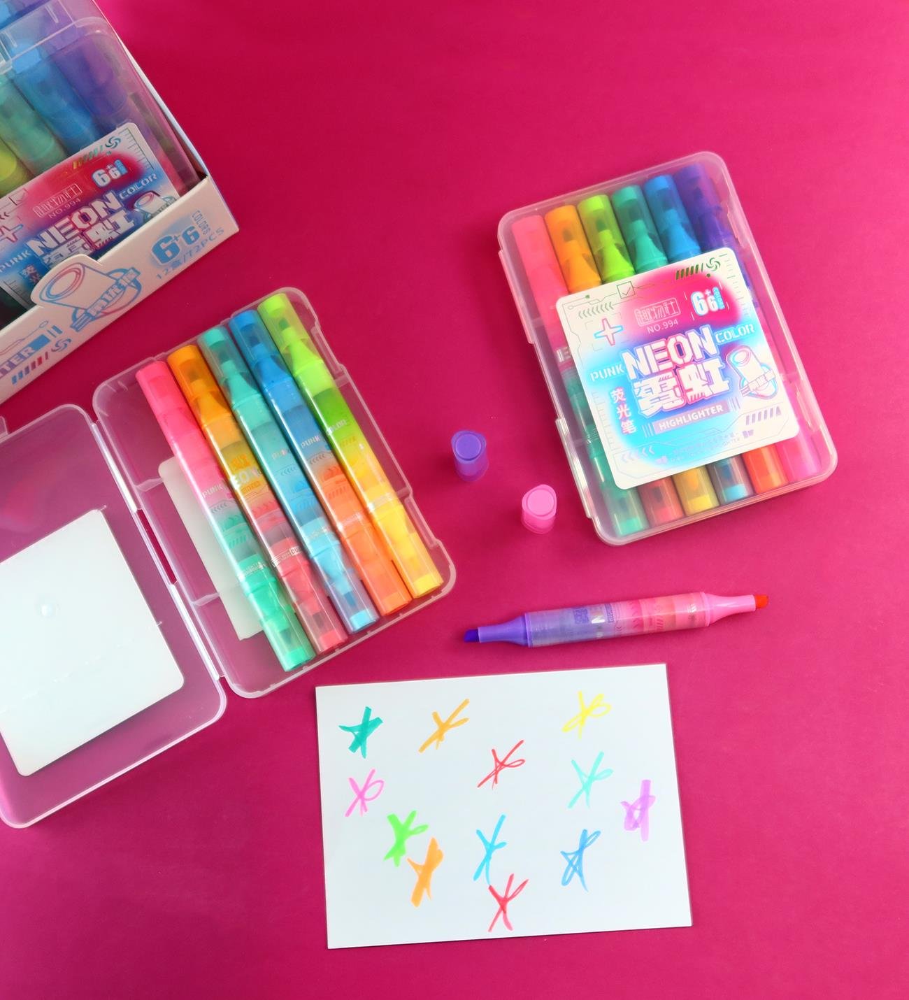 Neon Çift Taraflı Keçeli Kalem x12