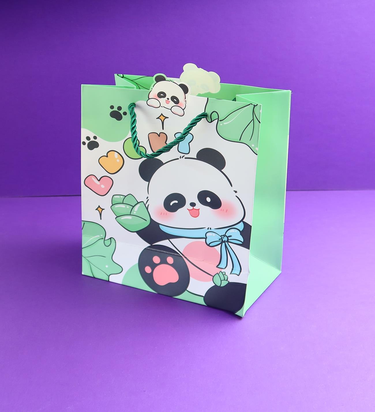 Panda Figürlü Karton Çanta 23x18 Cm  x12
