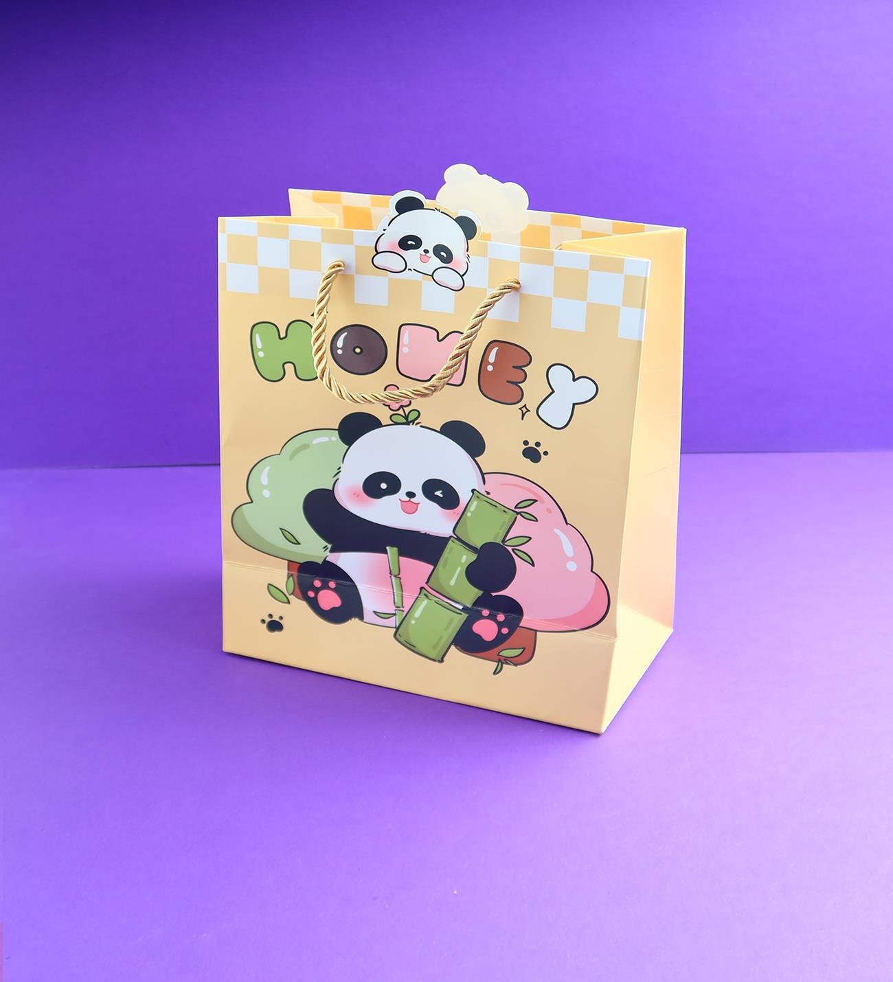 Panda Figürlü Karton Çanta 23x18 Cm  x12