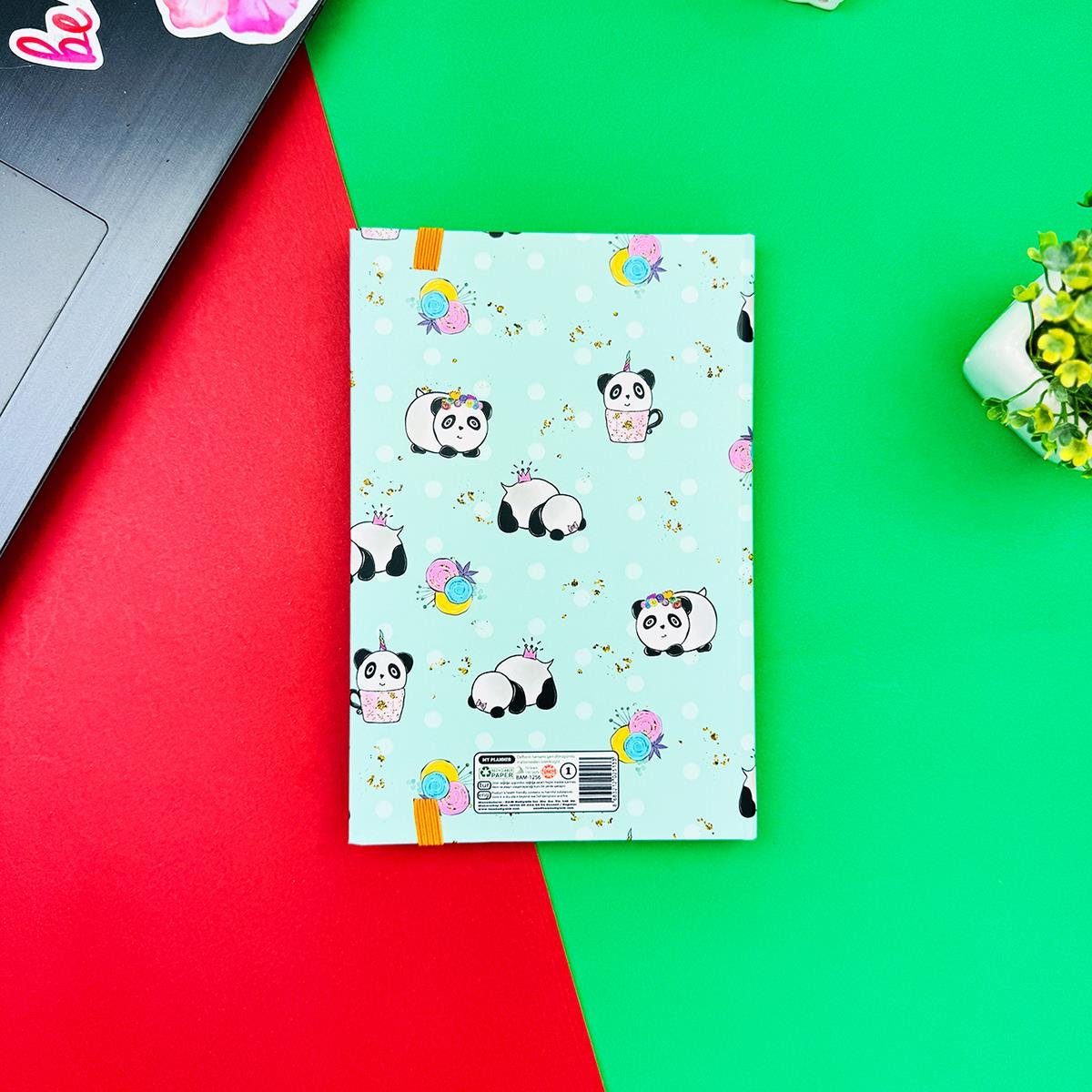 Panda Pattern Tasarımlı Lastikli Defter