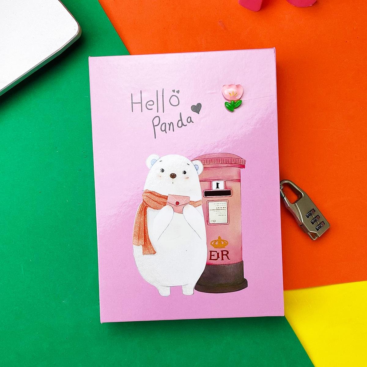 Panda Tasarımlı Kilitli Günlük Defter