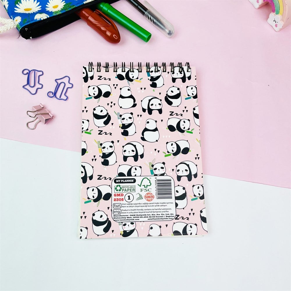 Panda Tasarımlı Spiralli Defter