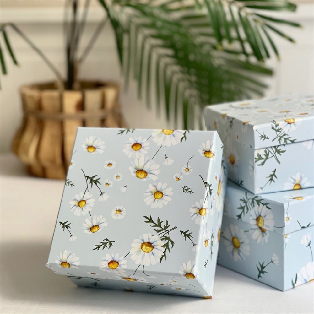Papatya Tasarımlı 3'lü Kutu